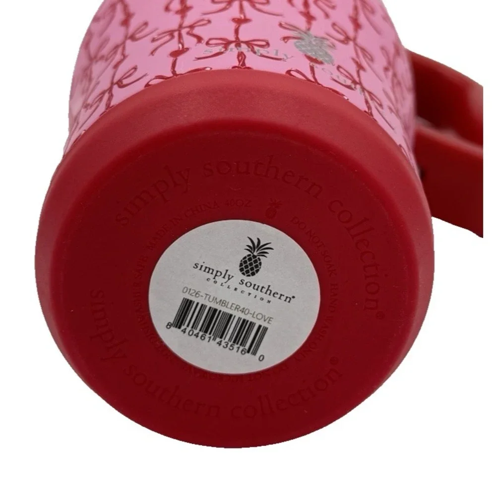 Simply Southern Pink Bow 40oz‎ Tumbler with Handle and Reusable Straw Travel NEW